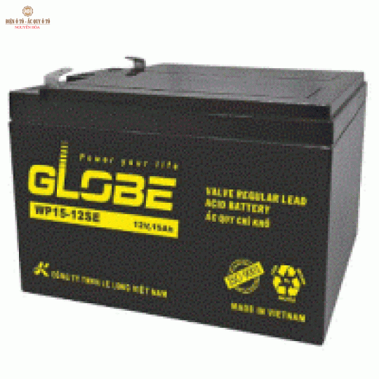 BÌNH ẮC QUY XE MÁY GLOBE WP15-12SE 12V 15AH